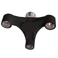 Переходник широкий 3-й Ecola с цоколя Е27/3хЕ27 черный картинка 